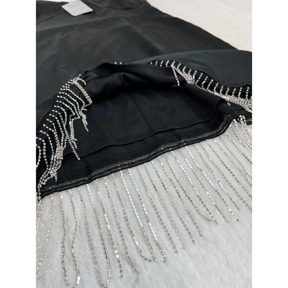 New Chelsea28 Size M Rhinestone Fringe Minidress Black party dress *Thread Pull* - Picture 11 of 16